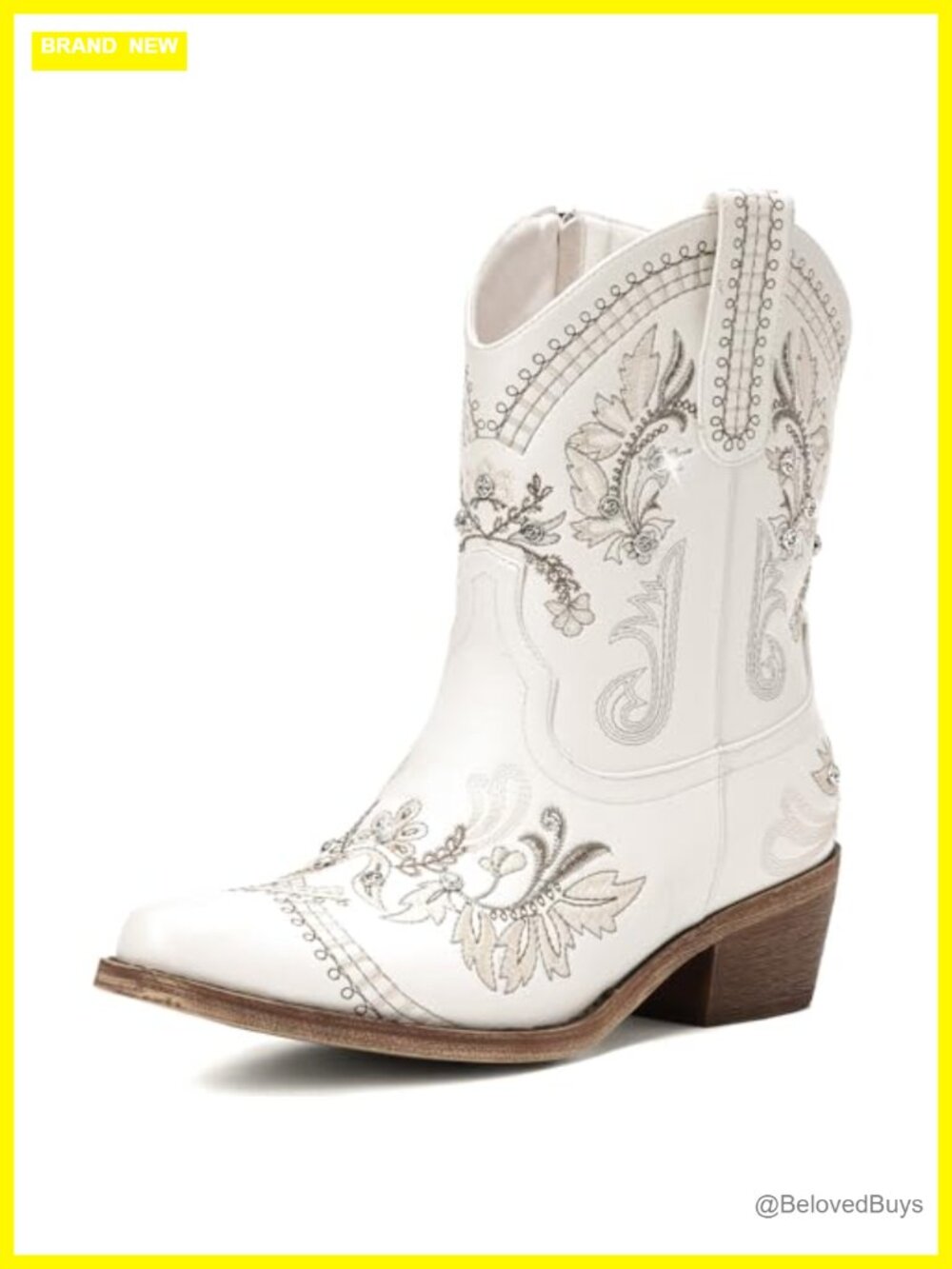 Western Embroidered Cowgirl Boots Rhinestone Pointed Toe Ankle Booties